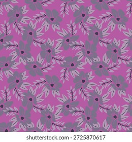 Patrón de planta sin fisuras con flores y hojas de Ilustración vectorial. Conveniente para el Fondo de pantalla, papel de embalaje, textiles
