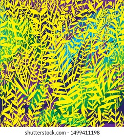 
Seamless plant pattern. Grass, leaves, berries and flowers. Abstract illustration ecology, nature.