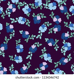 Seamless plant pattern with marguerite. Folk style millefleurs. Floral background for textile, wallpaper, covers, surface, print, wrap, scrapbooking, decoupage.