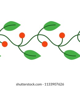 Seamless plant pattern with red berries