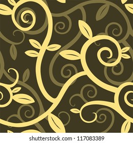 Seamless plant pattern - yellow and brown