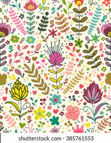 Seamless plants pattern, abstract nature background.Can be used for wallpaper, pattern fills, web page background,surface textures. 