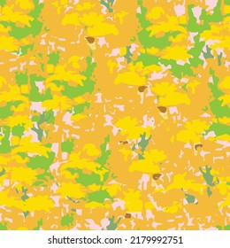 seamless plants pattern background with abstract colourful flowerfield , greeting card or fabric