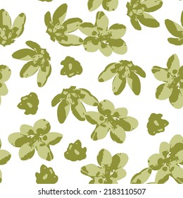 Seamless Plants Pattern Background With Abstract  Flower Stamp , Greeting Card Or Fabric