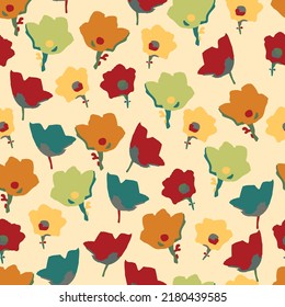 seamless plants pattern background with doodle tiny flowers , greeting card or fabric