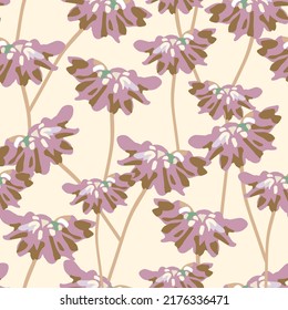 seamless plants pattern background with hand drawn blooming flowers , greeting card or fabric