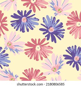 seamless plants pattern background with hand drawn flower , greeting card or fabric