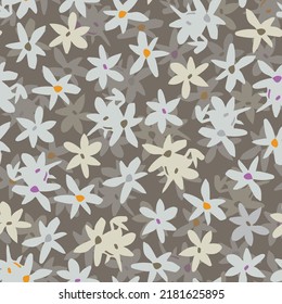 seamless plants pattern background with natural tiny flowers , greeting card or fabric