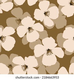 fondo de patrón de plantas sin soldadura con flores y pétalos naturales, tarjeta de saludo o tela