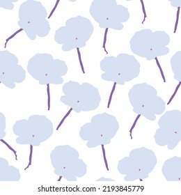 seamless plants pattern background with simple pastel flowers , greeting card or fabric
