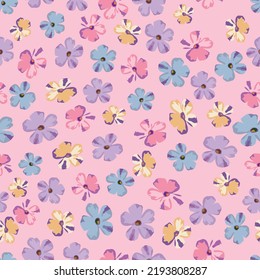 seamless plants pattern background with sweet multicolour flowers , greeting card or fabric