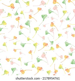 seamless plants pattern background with tiny flower petals , greeting card or fabric