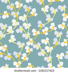 seamless plants pattern background with tiny flowering vines , greeting card or fabric