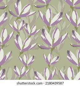 seamless plants pattern background with twotone flowers , greeting card or fabric