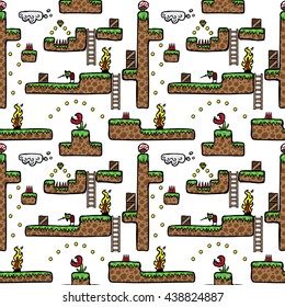 Seamless platformer videogame hand drawn background