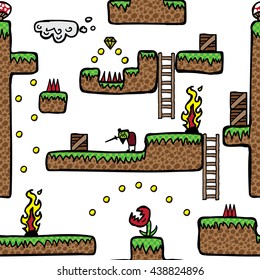 Seamless platformer videogame hand drawn background