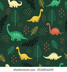 Seamless playful colorful Dinosaur pattern