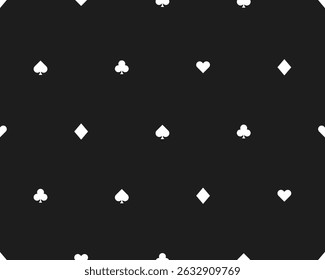 Seamless Playing Card Suit Pattern – Black and White Poker Symbols Background