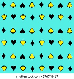 Seamless Playing Cards Suits Pattern Background Vector EPS10, Great for any use.