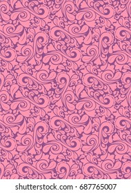 Seamless plum background with coral pattern in baroque style. Vector retro illustration. Ideal for printing on fabric or paper.