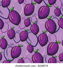 Seamless Plum fruits pattern