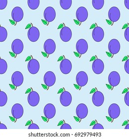 Seamless plum pattern. summer background