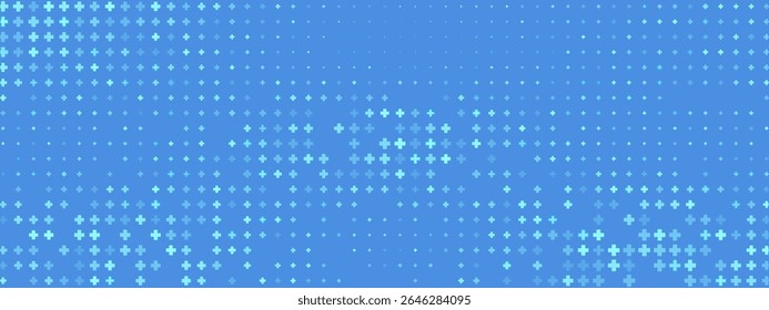 Seamless plus pattern with abstract health theme. Blue medical background for sign and layout use. Digital tech design element. Vector illustration.