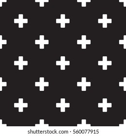 Seamless Plus Sign Pattern On Black Background