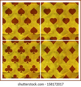 Seamless poker background with card suits: clubs, hearts, diamonds, spades. 