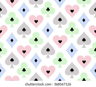 Seamless poker background with transparent effect on cards symbols