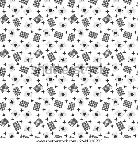 Seamless poker cards pattern with spade ace. Playing card casino decoration