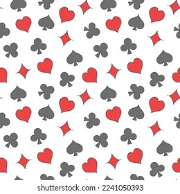 Seamless Poker or Casino vector Background with Playing Card Suits - creative pattern
