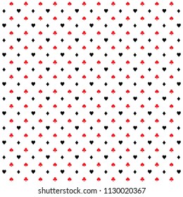 Seamless Poker Pattern Background with Red and Black. Vector illustration