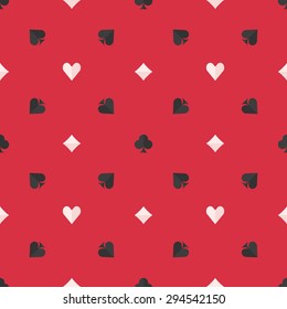 Seamless poker pattern - vector red gambling background