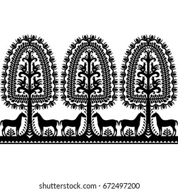 Seamless Polish Folk Art Black Pattern