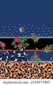 Seamless Polish folk art pattern with flowers - Embroidery Neck and Border Design.

