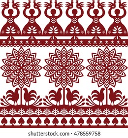 Seamless Polish folk art pattern Wycinanki Kurpiowskie - Kurpie Papercuts