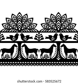 Seamless Polish folk art pattern Wycinanki Kurpiowskie - Kurpie Papercuts