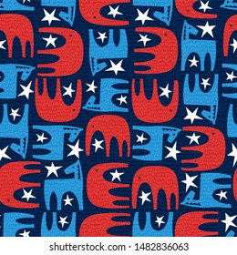 Seamless political pattern of donkey and elephant. United States 2020 election vector illustration