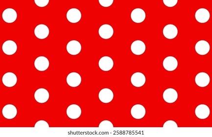 seamless Polka dot background. red background with white polka dots. Polka dot pattern isolated on red background