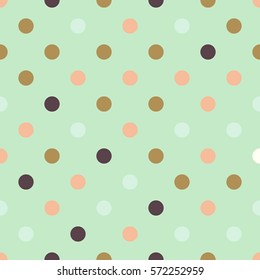 Seamless polka dot background in retro style. Vector illustration.