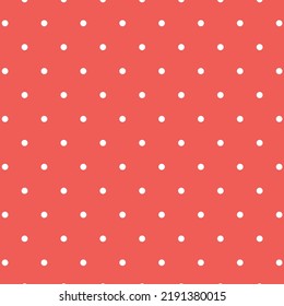 Seamless Polka dot background. White and red. Vector.