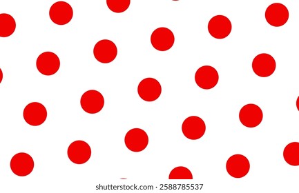 seamless Polka dot background. White background with red polka dots. Polka dot pattern isolated on white background