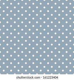 Seamless Polka Dot Blue Pattern With Circles. Vector