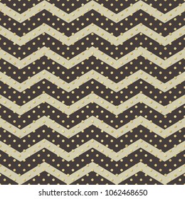 Seamless polka dot with chevron zigzag pattern. Geometric stripe with circles. Just drop to swatches and enjoy! EPS 10 vector file