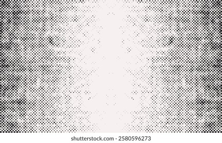 Seamless polka dot comic halftone background, grunge overlay dotted pattern and pixel technology backdrop with noise and grain for social media or web business. Retro halftone dot texture frame art.