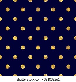 Seamless polka dot golden pattern. Dots of small mosaic faceted triangles.
