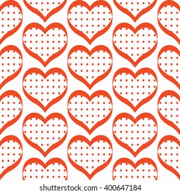 Seamless polka dot hearts pattern background for use in the textile printing and design packages