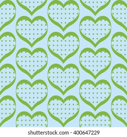 Seamless polka dot hearts pattern background for use in the textile printing and design packages