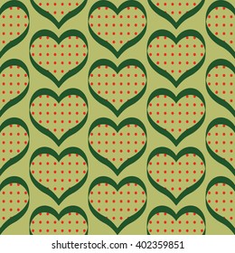 seamless polka dot hearts pattern background for use in the textile printing and design packages